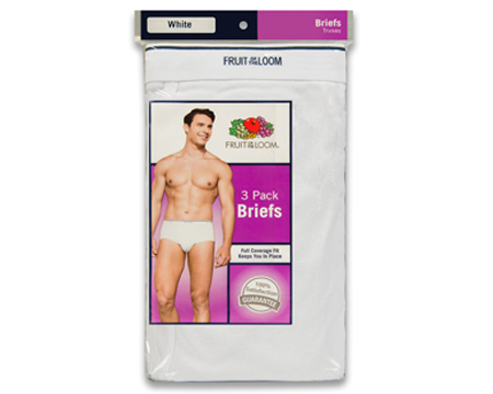 Fruit of the Loom Men's 3 Pack Basic Fit Briefs - White