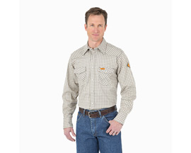 Wrangler® Men's Flame Resistant Long Sleeve Plaid Button Up Shirt