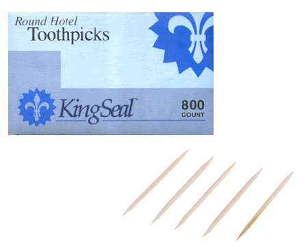 KingeSeal® Round Hotel Toothpicks - 800 count
