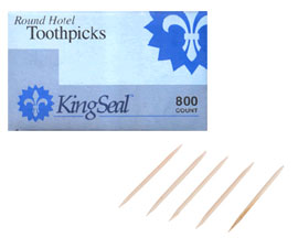 KingeSeal® Round Hotel Toothpicks - 800 count