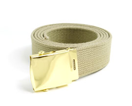Tan Web Belt with Brass Buckle