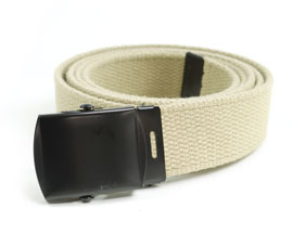 Tan Web Belt with Black Buckle