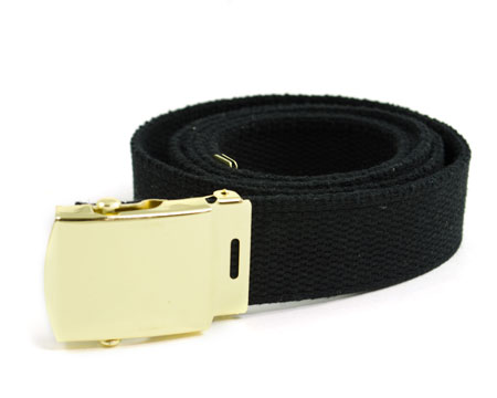 Black Web Belt with Brass Buckle