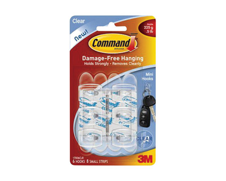 Command 3M 0.5 lb. Clear Mini Hooks - 6 Pack