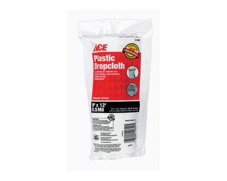 Ace Brand Drop Cloth Medium Weight Plastic  9 ft. X 12 ft. X 0.5 mil