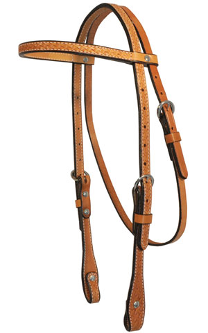 5/8" Basketweave Stamped Browband Headstall