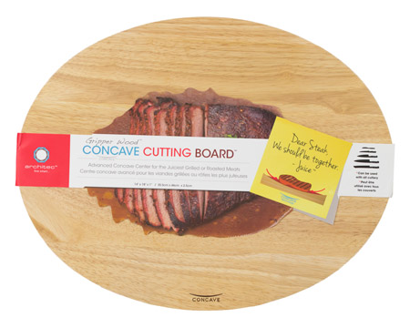 Architec® Gripperwood Concave Rubberwood 14 x 18 in. Oval Cutting Board