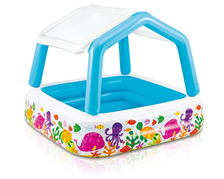 intex inflatable ocean scene sun shade kids swimming pool with canopy