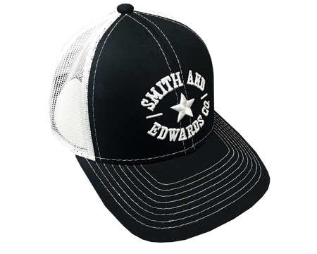 Smith & Edwards® Center Star Logo Mesh Snapback Hat - Black / White