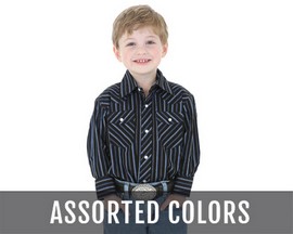 Wrangler Dress Western Long Sleeve Striped Shirt - Assorted Colors