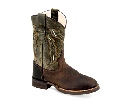 Old West Little Kid Western Boot - Olive and Brown