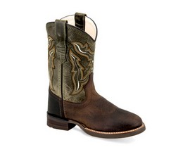 Old West Little Kid Western Boot - Olive and Brown