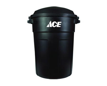 Ace® 32-gallon Plastic Trash Can with Lid - Black