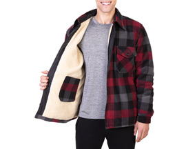 Maxxsel Men's Plaid Polar Fleece Shirt Jacket