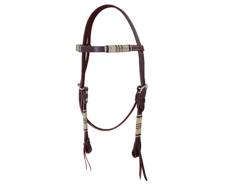 Oxbow Rawhide Braided Browband Headstall - Chocolate 