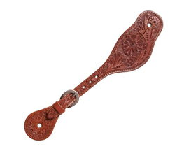 Oxbow Floral Tooled Spur Strap - Chestnut