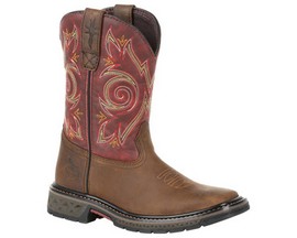 Georgia Boot® Carbo-Tec LT Little Kids Pull-On Western Boot - Brown/Red