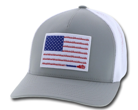 Hooey® Liberty Roper Flag Patch Mesh Flexfit Hat - Gray / White