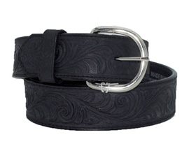 Justin® Western Scroll Tooled Belt - Black