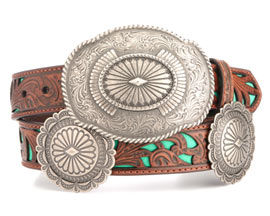 Ariat® Women's Floral Tooled Concho Western Belt