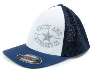 Smith & Edwards® Side Star Logo Mesh Flexfit™ White-Front Trucker Hat