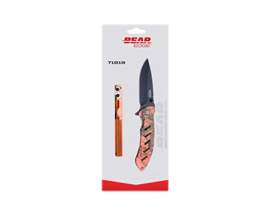 Bear & Son® Bear Edge Brisk Folding Knife with Carbide Sharpener - Orange